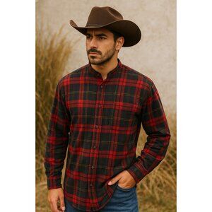 Stubbs Collection Men’s Long Sleeve Plaid Shirt L Made in Texas 100% Cotton Vint